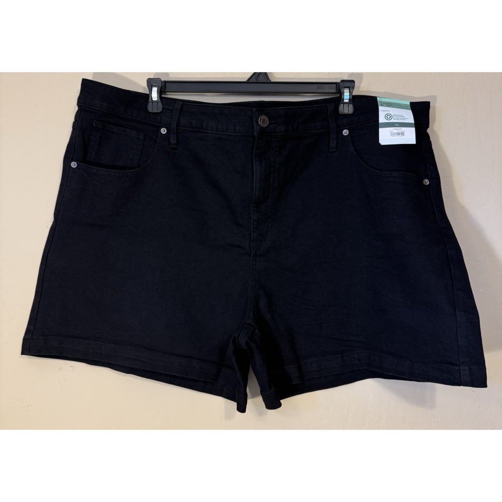 Terra & Sky Denim Shorts Women size 26W Black High Rise Stretch NEW‎